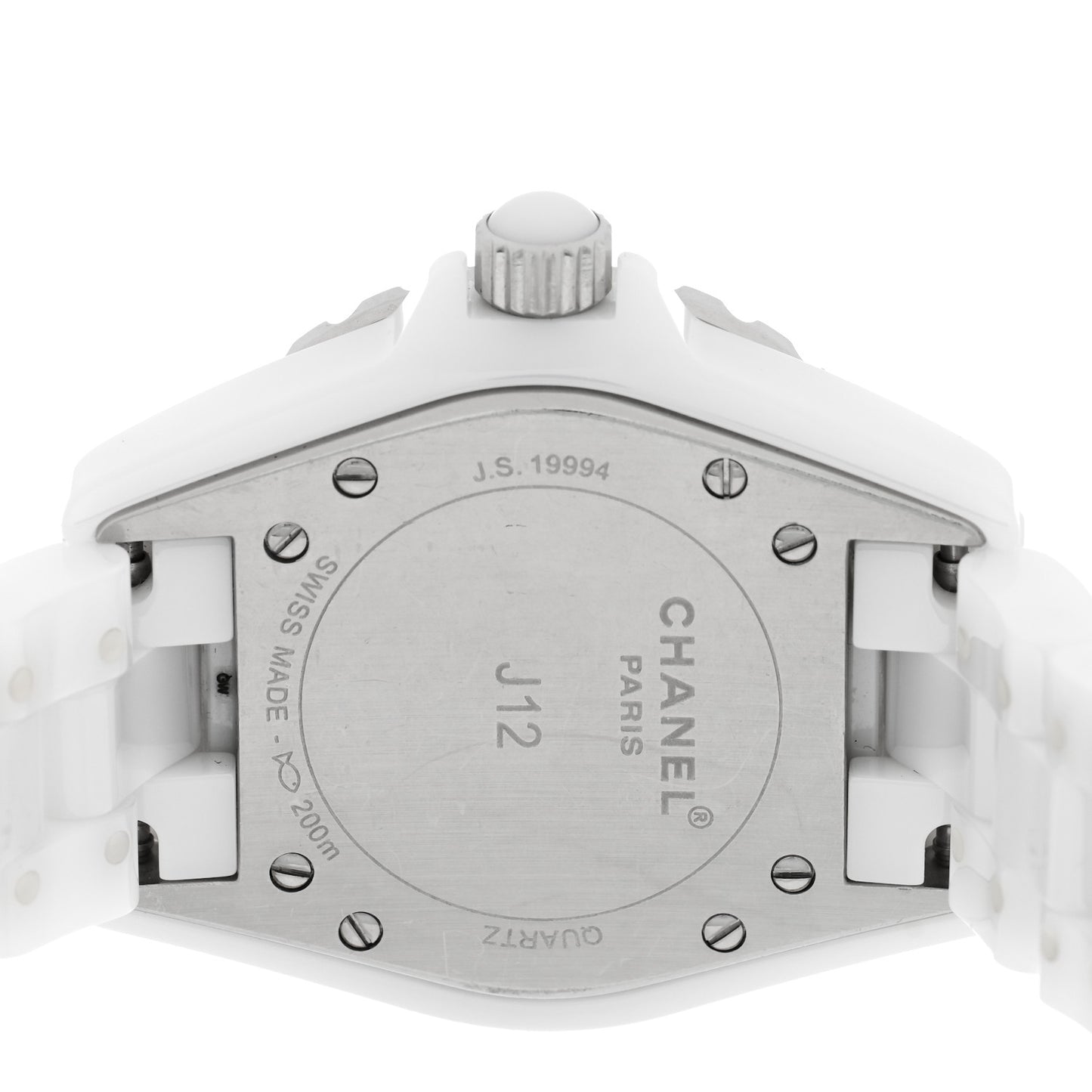 Stainless Steel Ceramic Diamond 33mm J12 Quartz Watch White