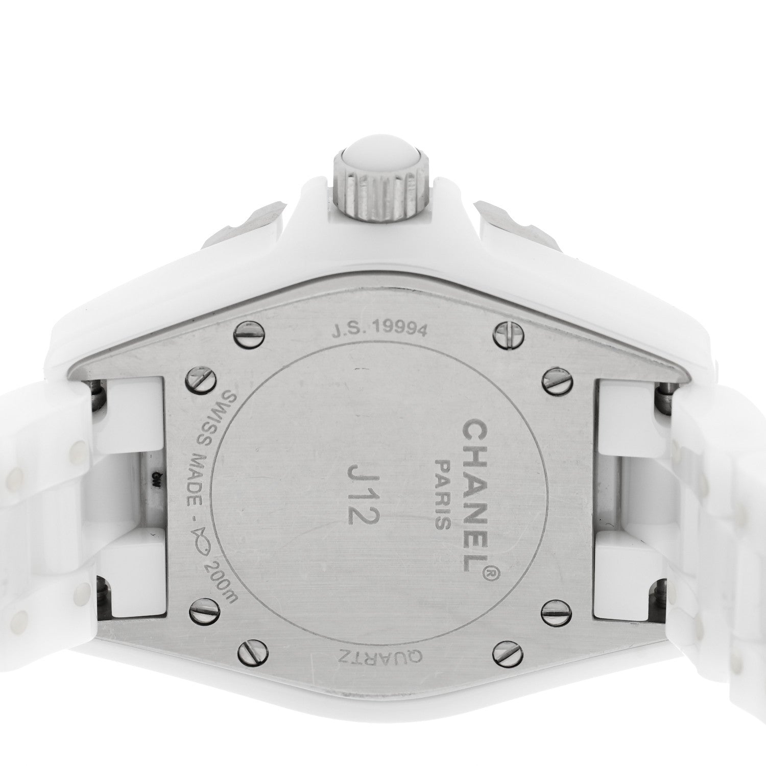 Chanel Stainless Steel Ceramic Diamond 33mm J12 Quartz Watch White 4 of 4