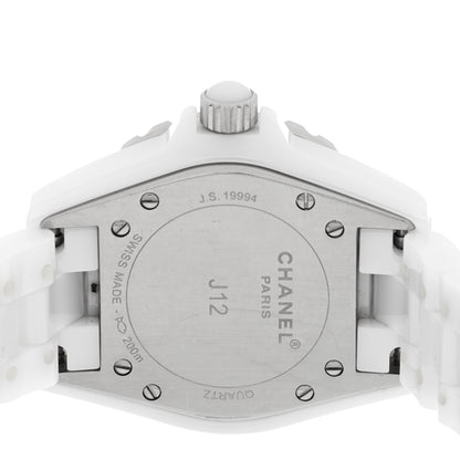 Chanel Stainless Steel Ceramic Diamond 33mm J12 Quartz Watch White 4 of 4