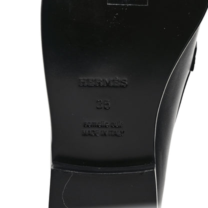 Hermes Calfskin Womens Destin Loafers 35 Black 6 of 8