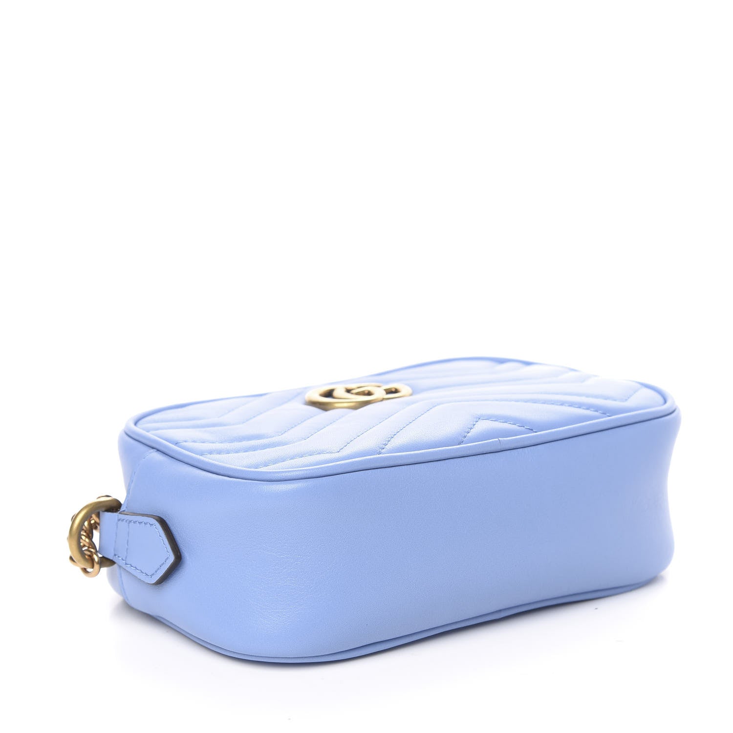 Gucci Calfskin Matelasse Mini GG Marmont Chain Shoulder Bag Clear Sky Blue 3 of 9