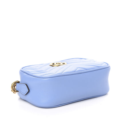 Gucci Calfskin Matelasse Mini GG Marmont Chain Shoulder Bag Clear Sky Blue 3 of 9
