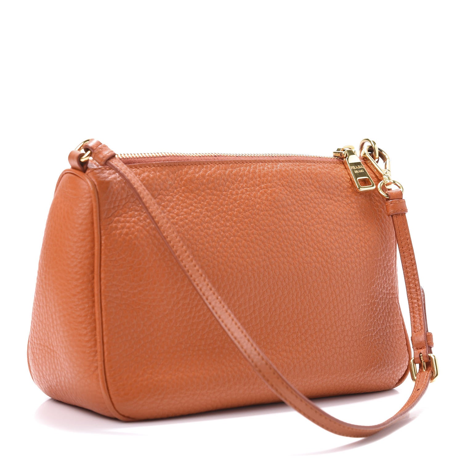 Prada Vitello Daino Shoulder Bag Papaya 3 of 10