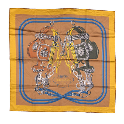 Hermes Silk Brides de Gala Double Face Scarf 90 Tabac Jaune Multicolor 1 of 4