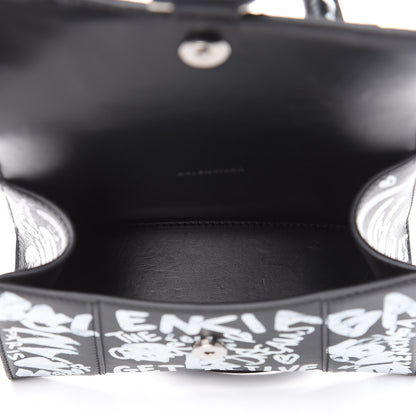 Balenciaga Smooth Calfskin Graffiti Hourglass Top Handle Bag XS Black White 5 of 12