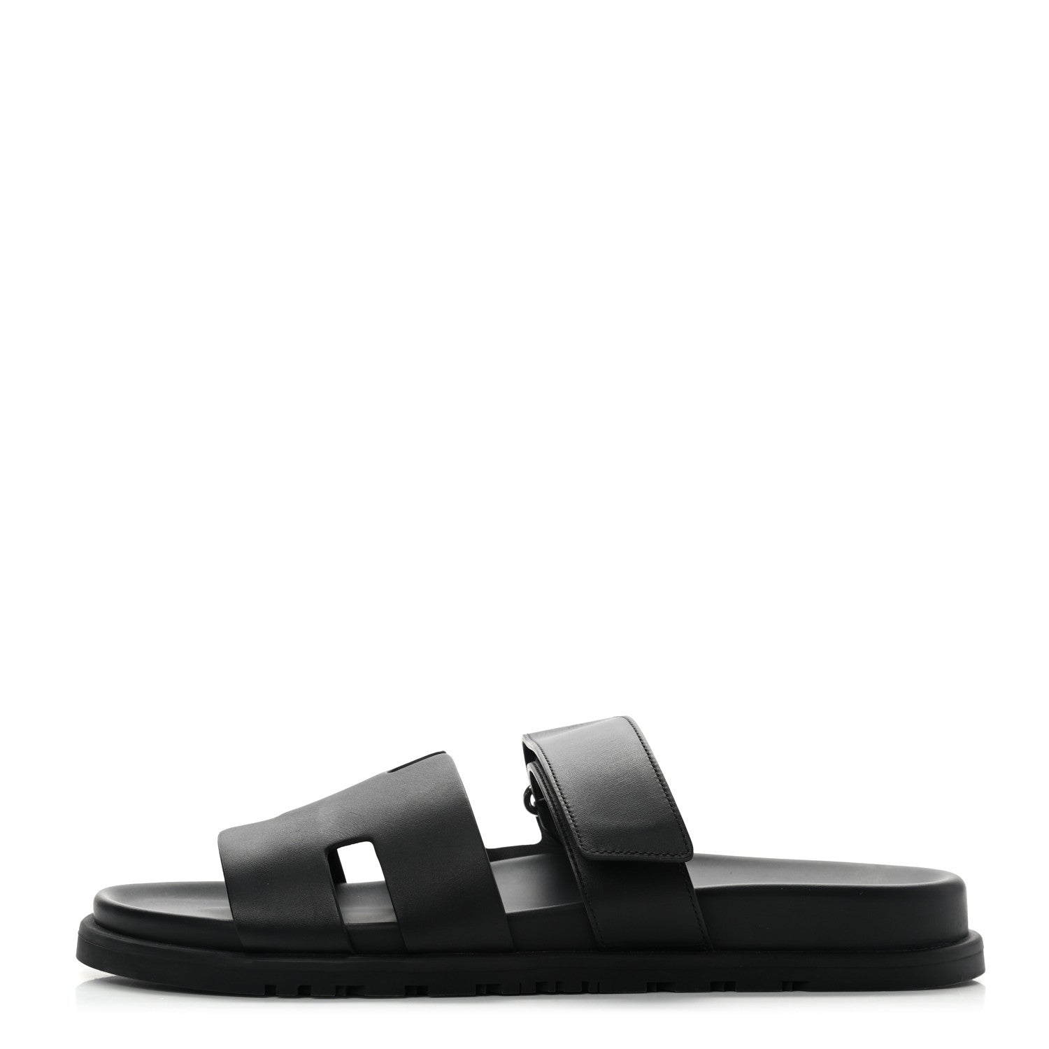 Hermes Calfskin Mens Chypre Sandals 42.5 Black 1 of 9
