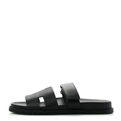 Hermes Calfskin Mens Chypre Sandals 42.5 Black 1 of 9