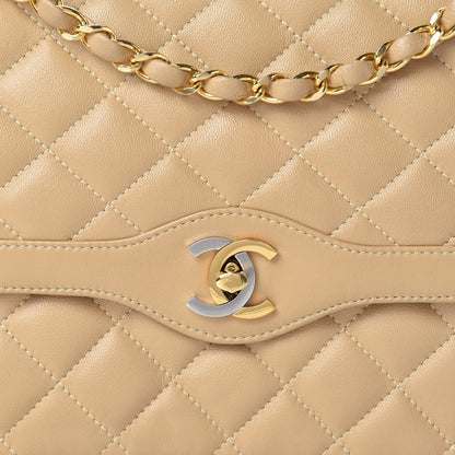 Chanel Lambskin Quilted Medium Double Flap Beige 9 of 15