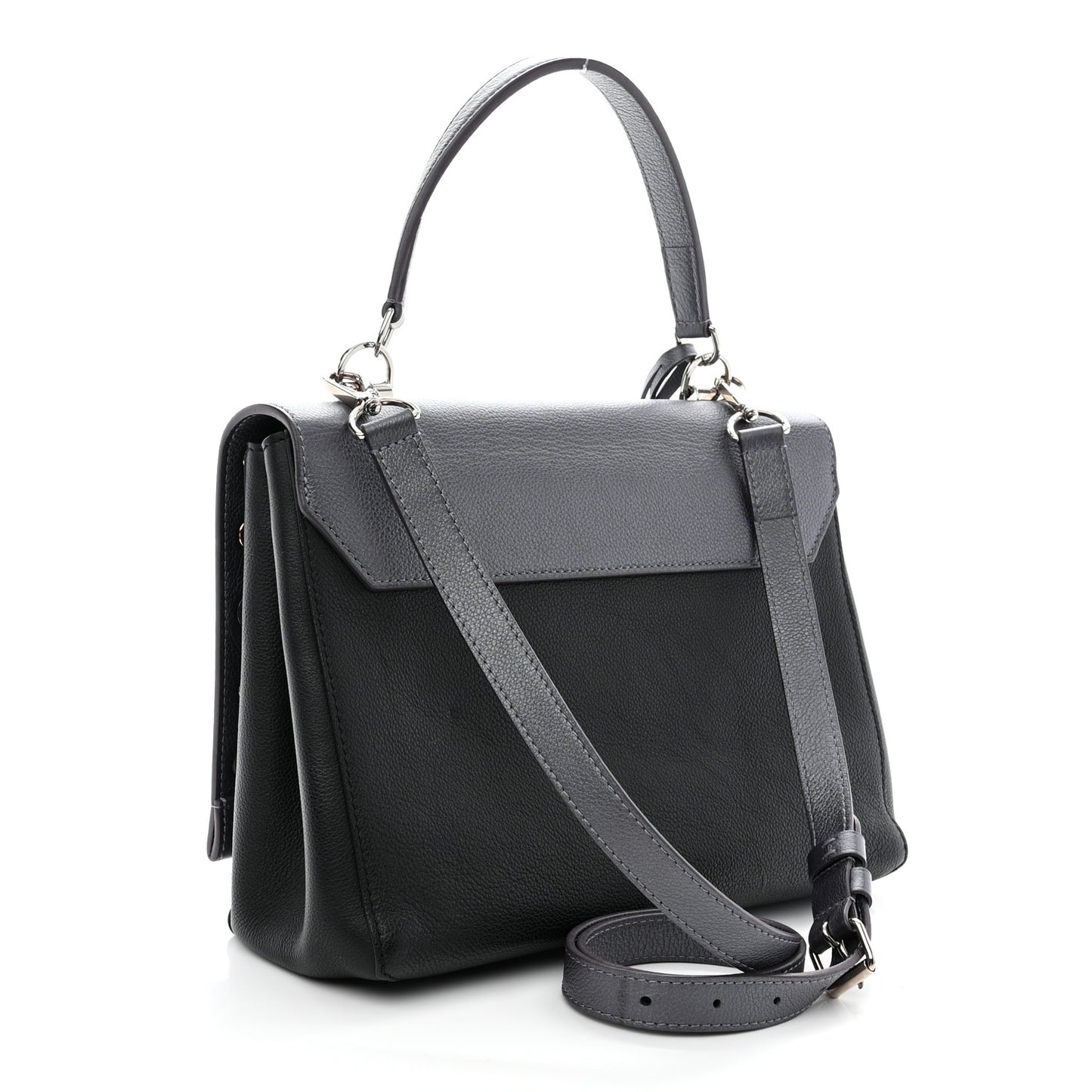 LOUIS VUITTON Soft Calfskin Eyelet Lockme II Top Handle Gris Silver