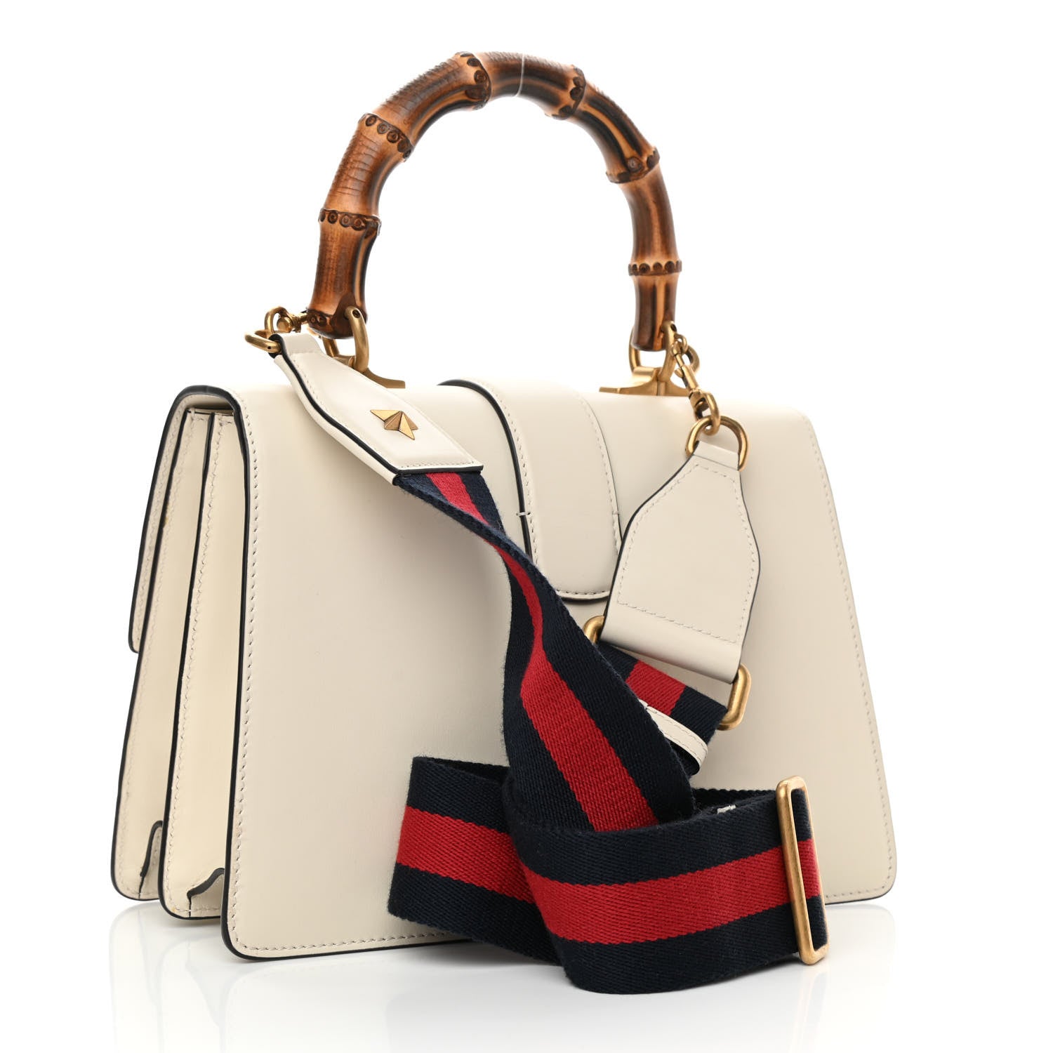 Gucci Calfskin Bamboo Web Medium Dionysus Top Handle Bag White Blue Hibiscus Red 3 of 10