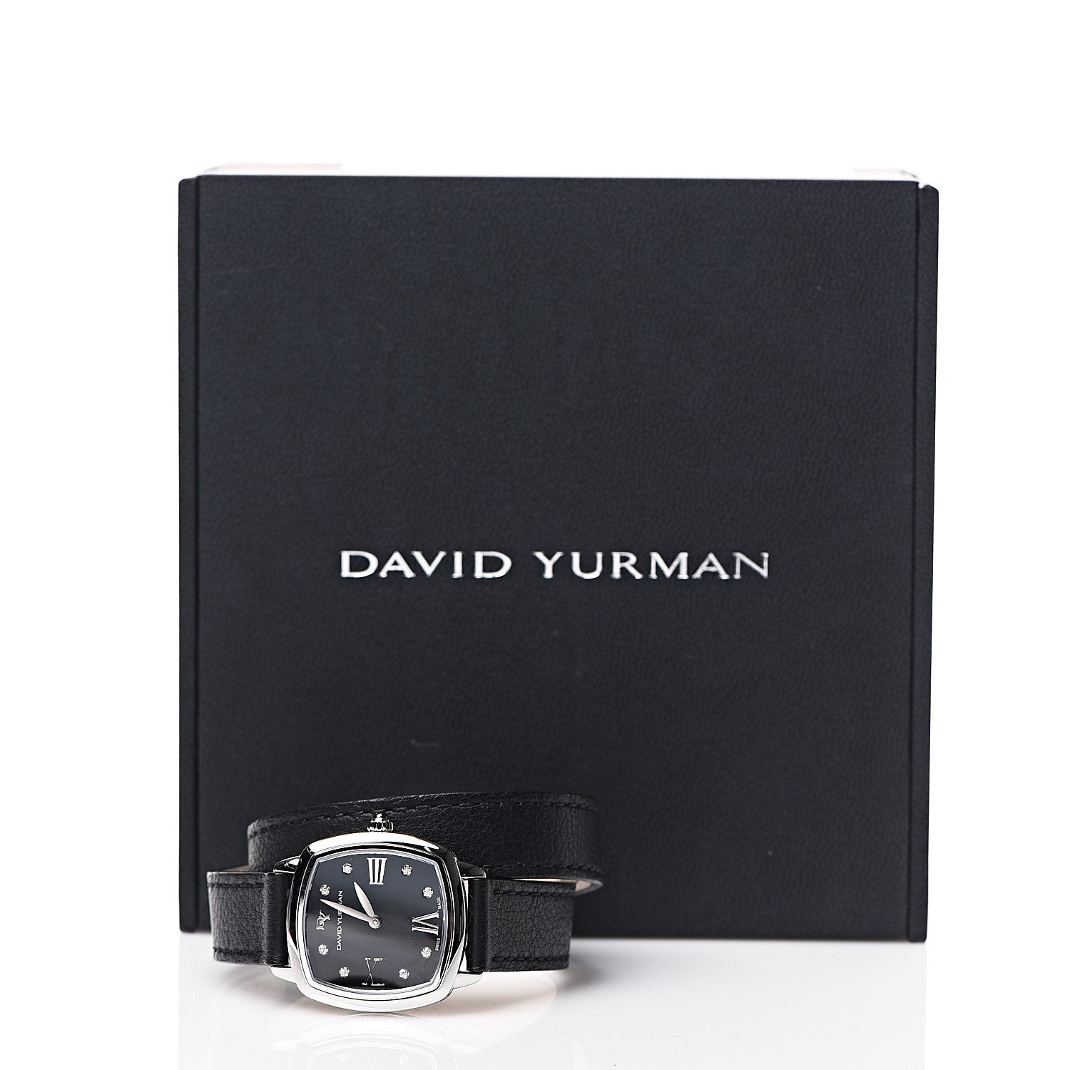 David Yurman Stainless Steel Calfskin Diamond 27mm Albion Wrap Quartz Watch Black 7 of 7