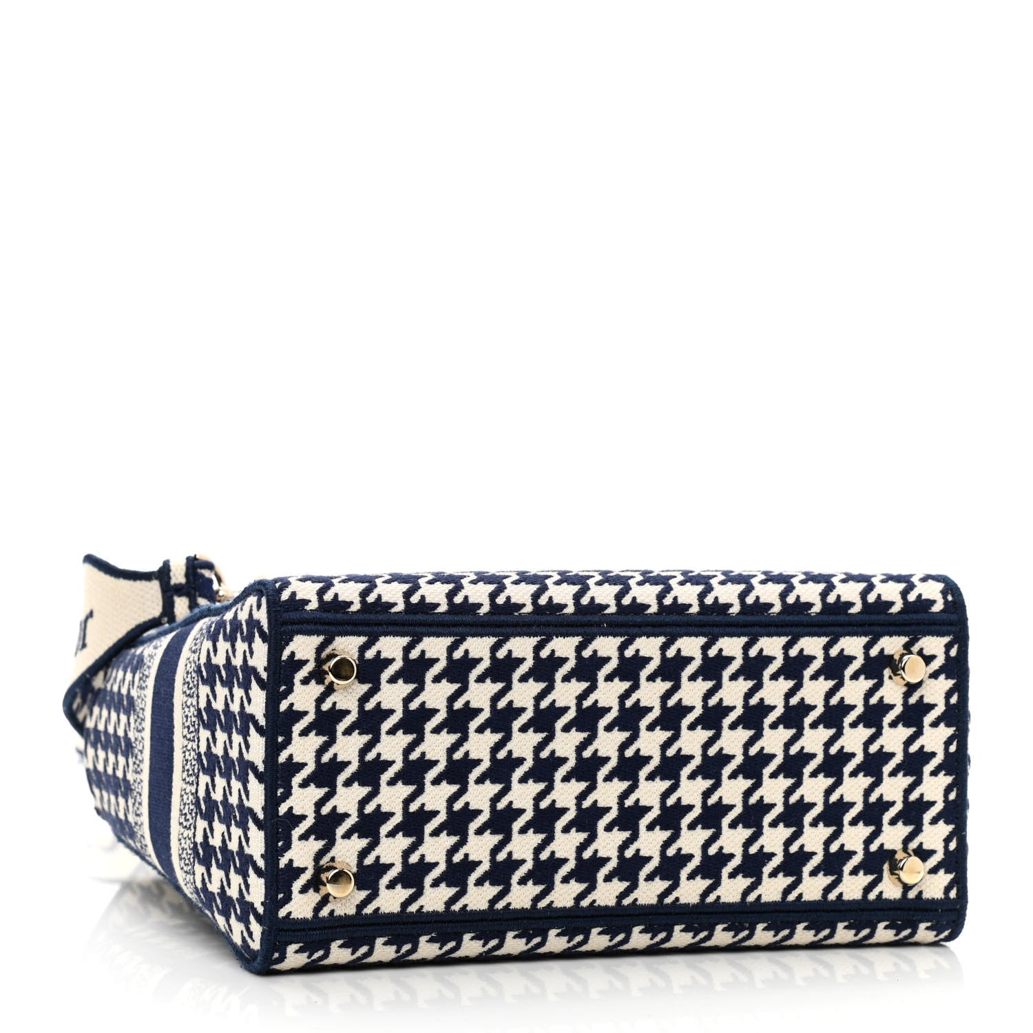 Christian Dior Canvas Houndstooth Embroidered Medium Lady D-Lite Navy White 4 of 8