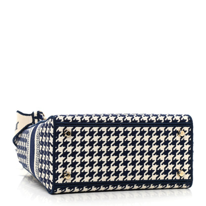 Christian Dior Canvas Houndstooth Embroidered Medium Lady D-Lite Navy White 4 of 8