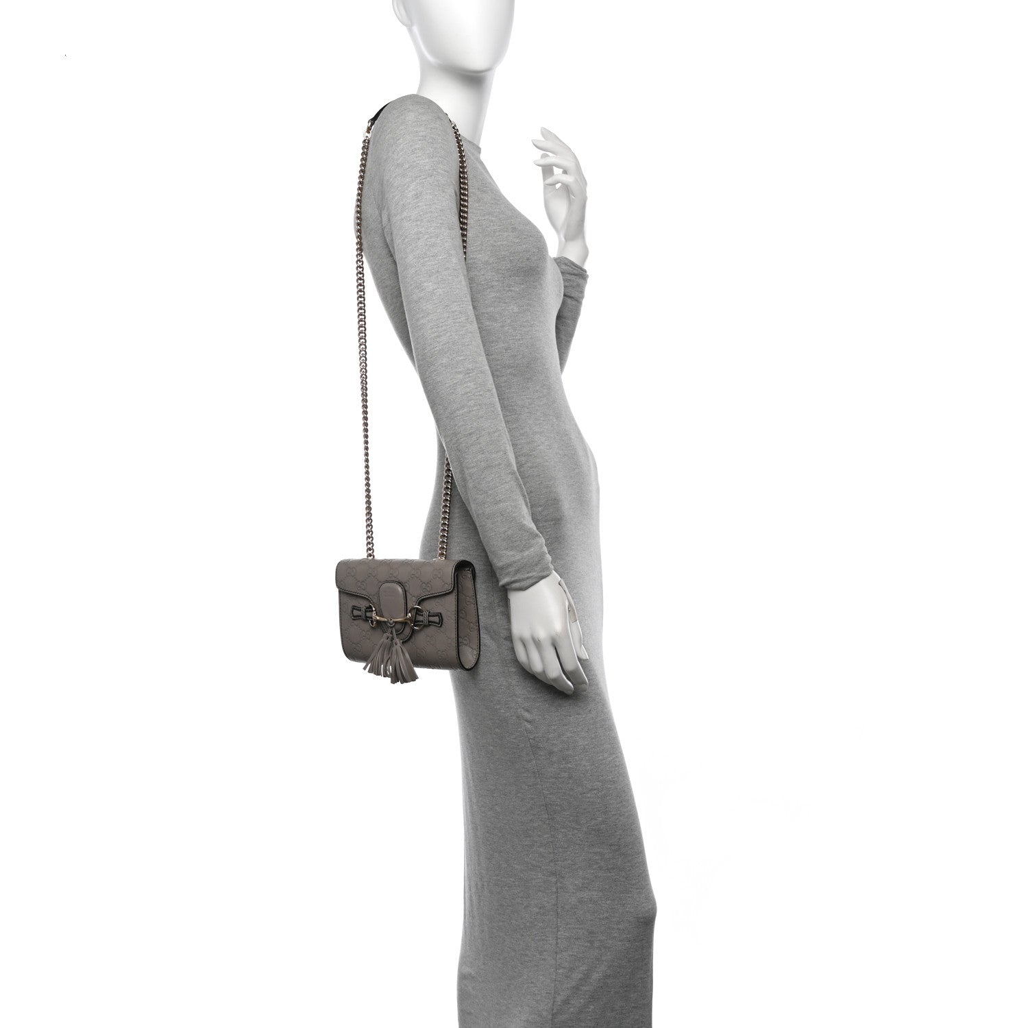 Gucci Guccissima Mini Emily Chain Shoulder Bag Storm Grey 1640962