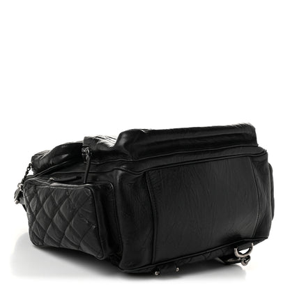 Chanel Grained Calfskin Quilted Large Casual Rock Backpack Black 4 of 10