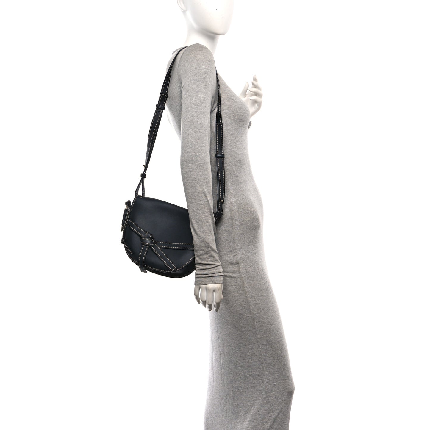 Grained Calfskin Small Gate Crossbody Bag Navy