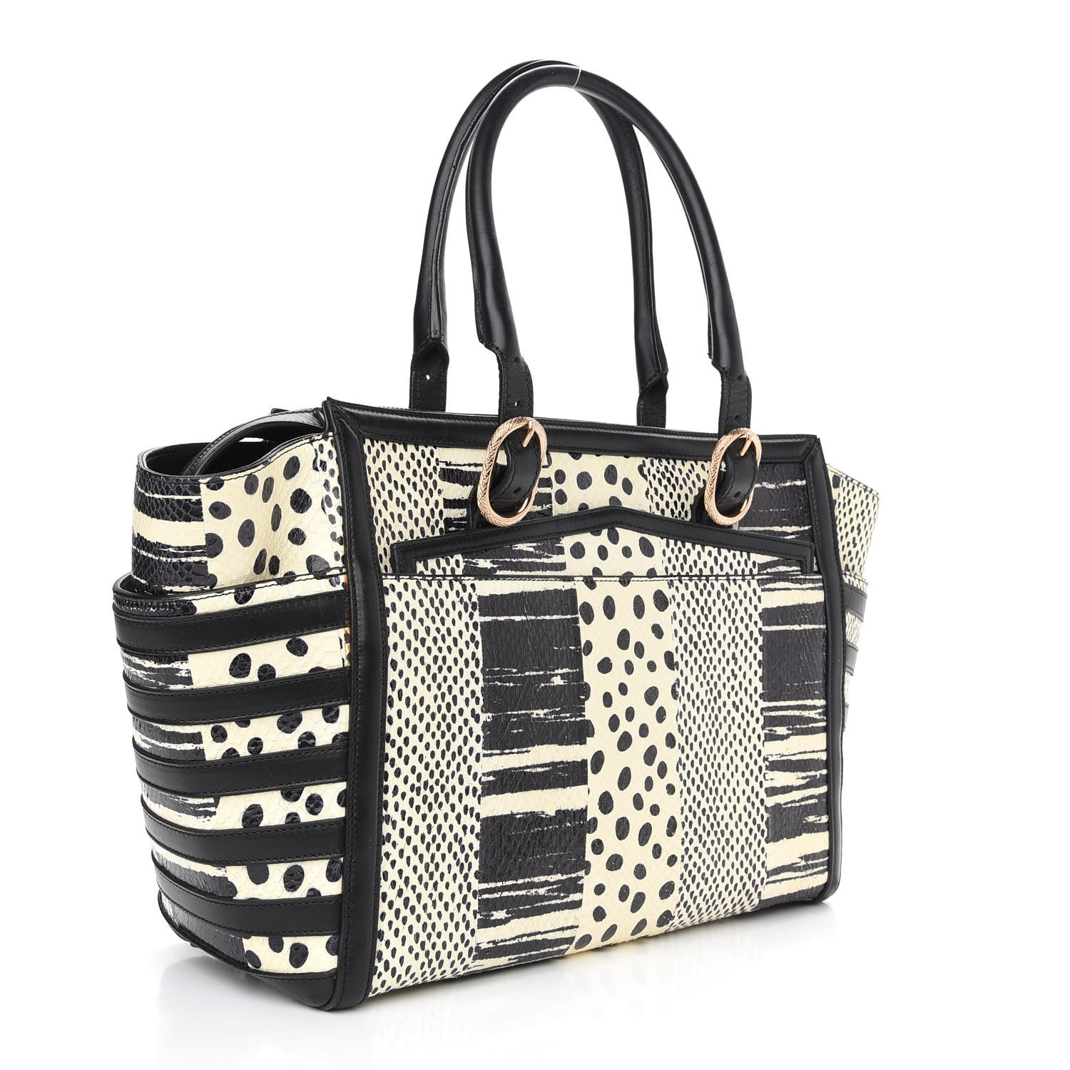 Christian Louboutin Watersnake Patchwork Farida Bowler Bag White Black 3 of 8