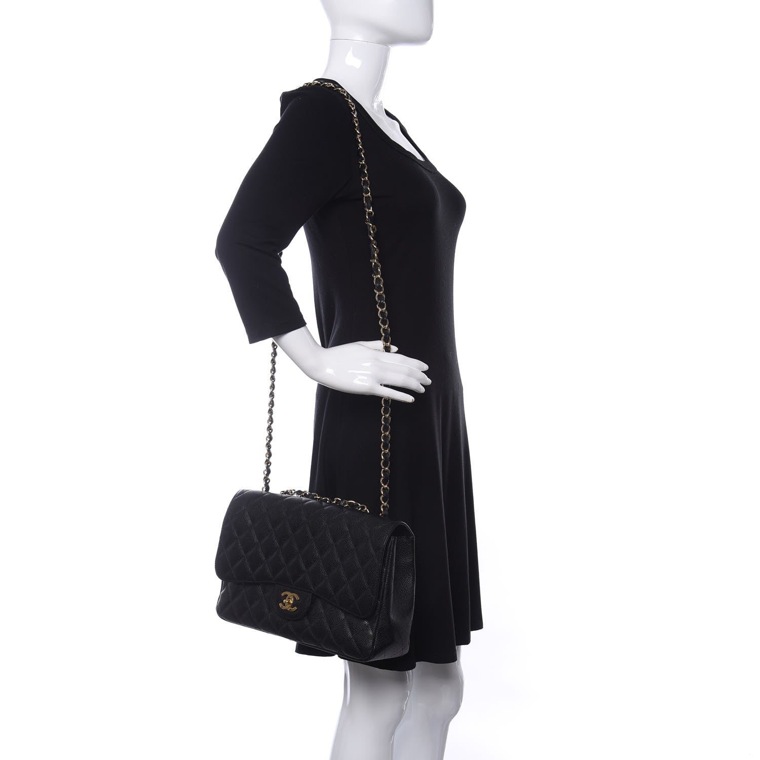 Chanel Caviar Quilted Jumbo Single Flap Black 2 of 12