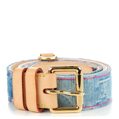 Louis Vuitton Denim Monogram Belt 90 36 Blue 1 of 8