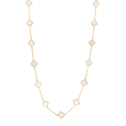 Van Cleef & Arpels 18K Yellow Gold Mother of Pearl 20 Motifs Vintage Alhambra Necklace 1 of 7
