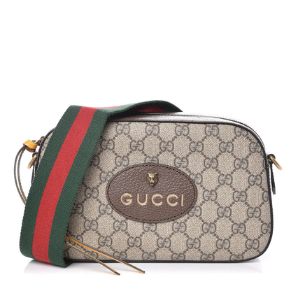 Gucci GG Supreme Monogram Web Neo Vintage Shoulder Bag Beige New Acero Crop 1 of 10