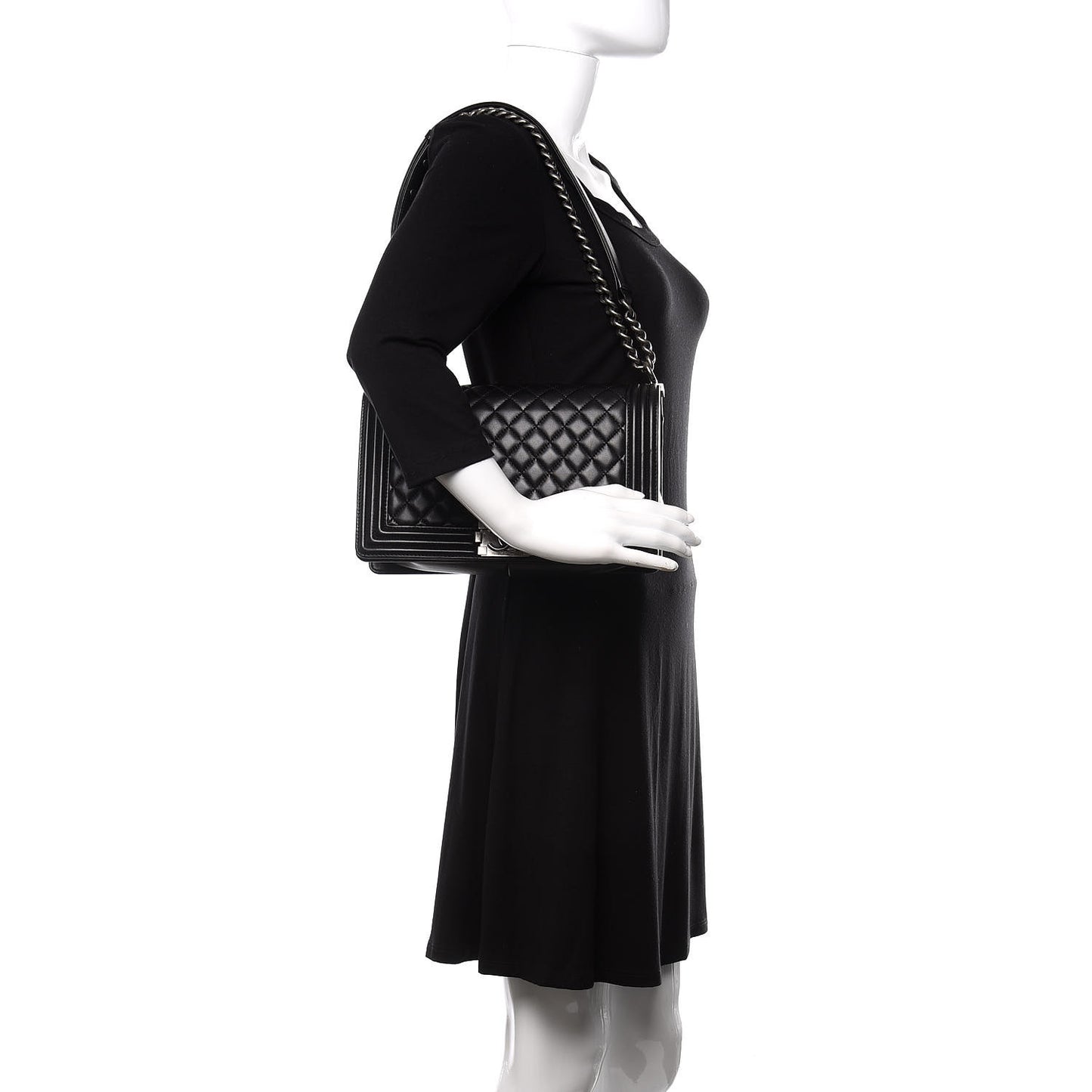 Lambskin Quilted New Medium Boy Flap Black