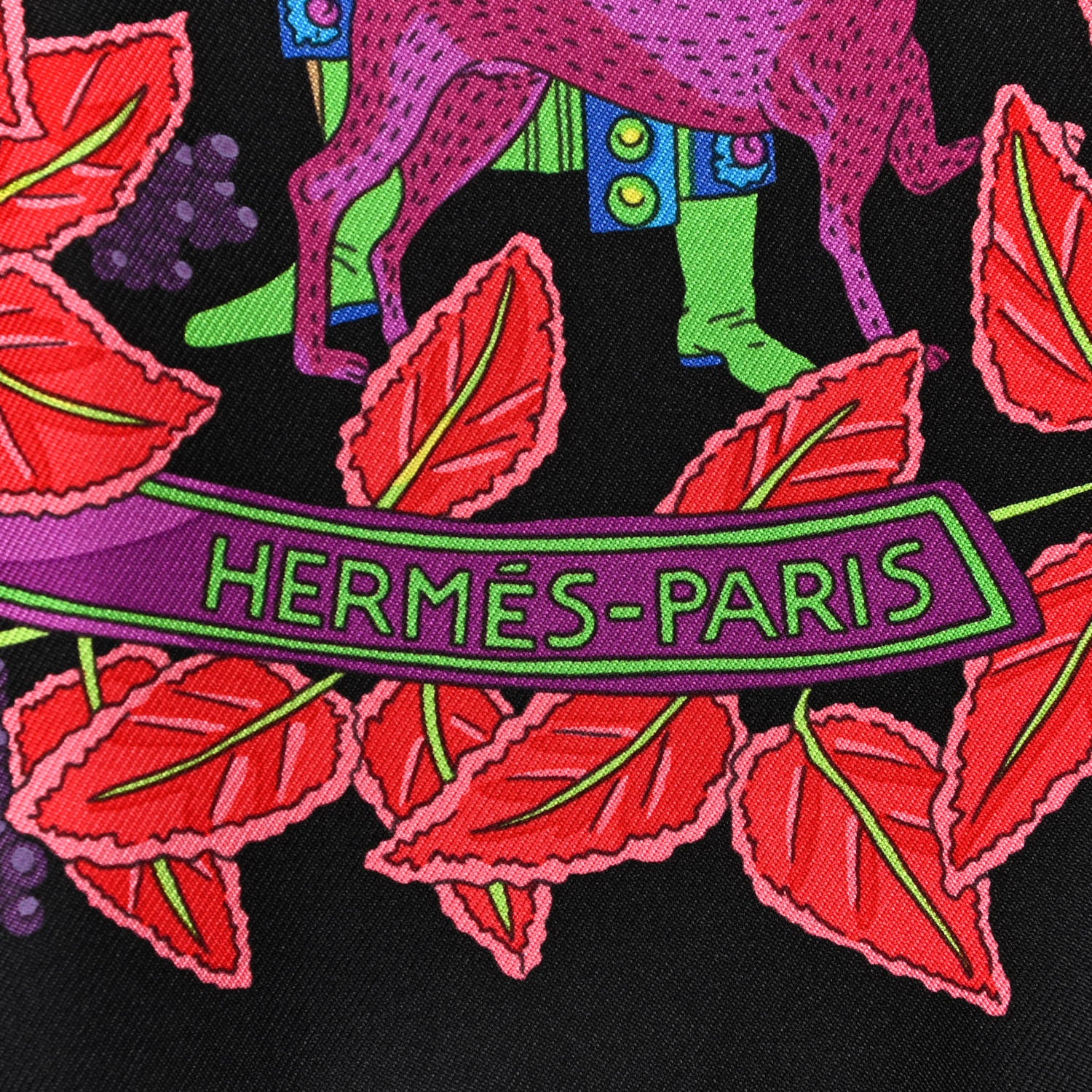 Hermes Silk La Promenade De Platon Scarf 90 Black Vert Fluo Vermillon 2 of 5