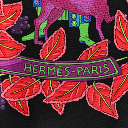Hermes Silk La Promenade De Platon Scarf 90 Black Vert Fluo Vermillon 2 of 5