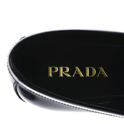 Prada Spazzolato Fume Metal Triangle Logo Mens Loafers 8.5 Black 9 of 12