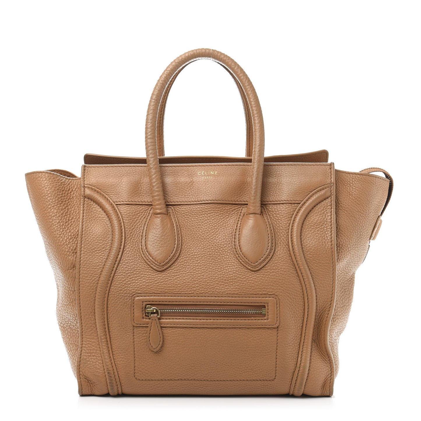 Drummed Calfskin Mini Luggage Camel