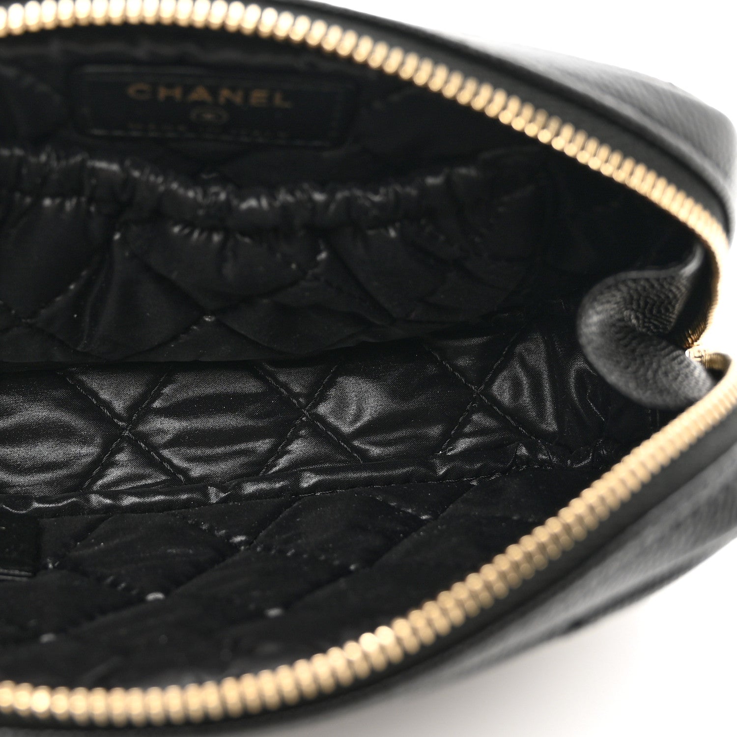 Chanel Caviar Quilted Small Curvy Pouch Cosmetic Case Black 5 of 7