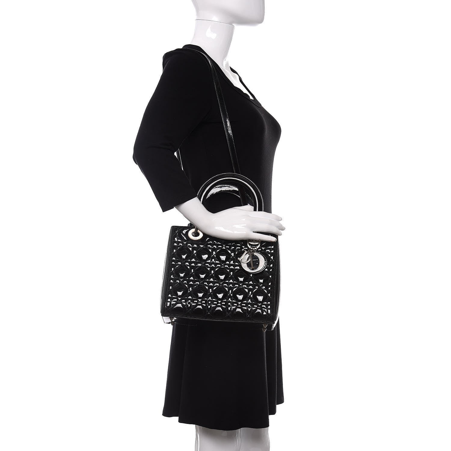 Christian Dior Patent Cannage Medium Lady Dior Black 2 of 11