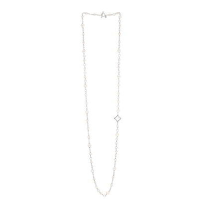 David Yurman Sterling Silver Pearl 9mm Quatrefoil Long Chain Necklace 3 of 5