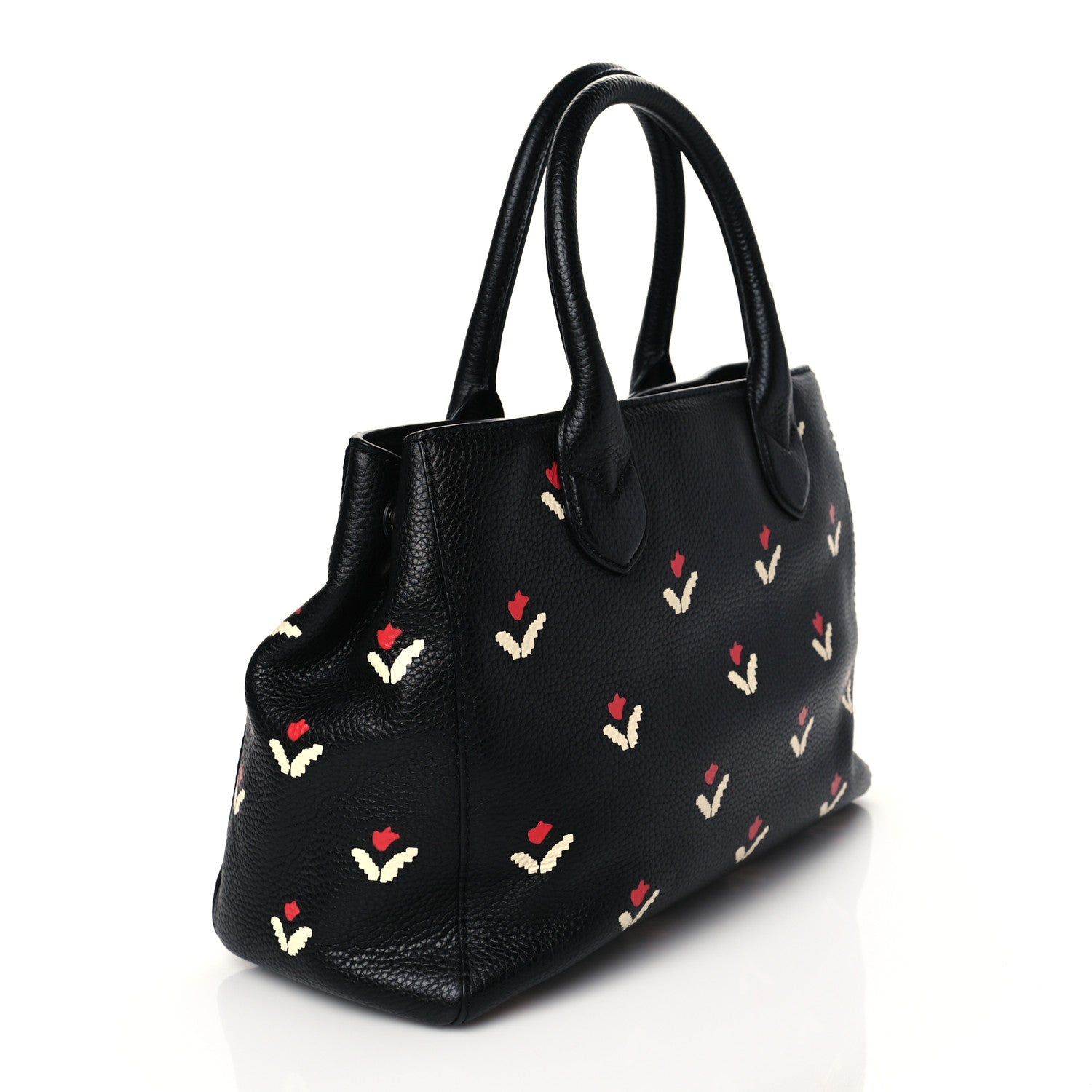 Marc Jacobs Grained Calfskin Embellished Tulip Print Tote Black Multicolor 3 of 10