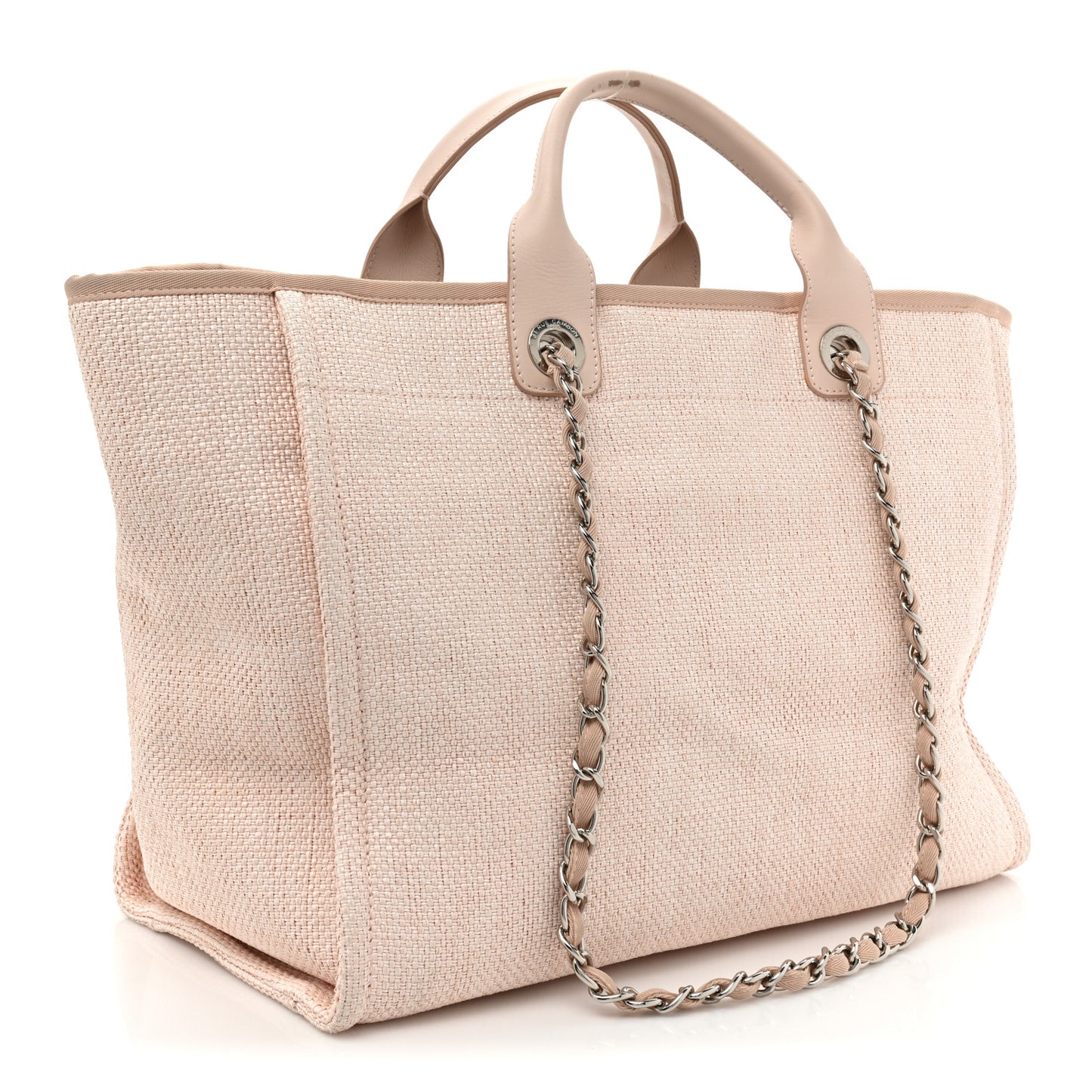 Woven Straw Raffia Medium Deauville Tote Rose Pink