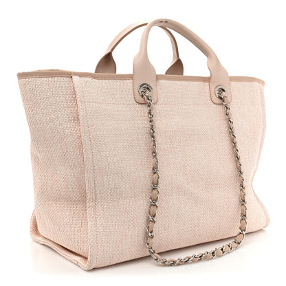 Chanel Woven Straw Raffia Medium Deauville Tote Rose Pink 3 of 19