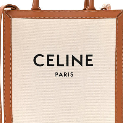 Celine Canvas Calfskin Logo Print Small Vertical Cabas Natural Tan 8 of 15