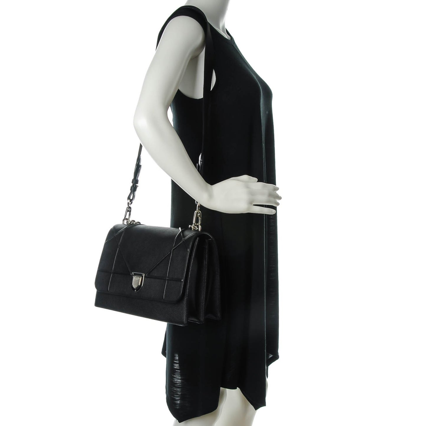 Grained Calfskin Diorama Satchel Black
