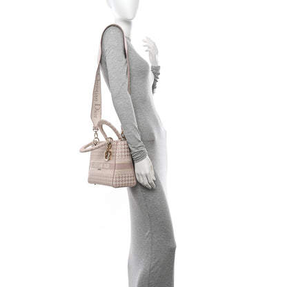 Christian Dior Canvas Houndstooth Embroidered Medium Lady D-Lite Pink 2 of 11