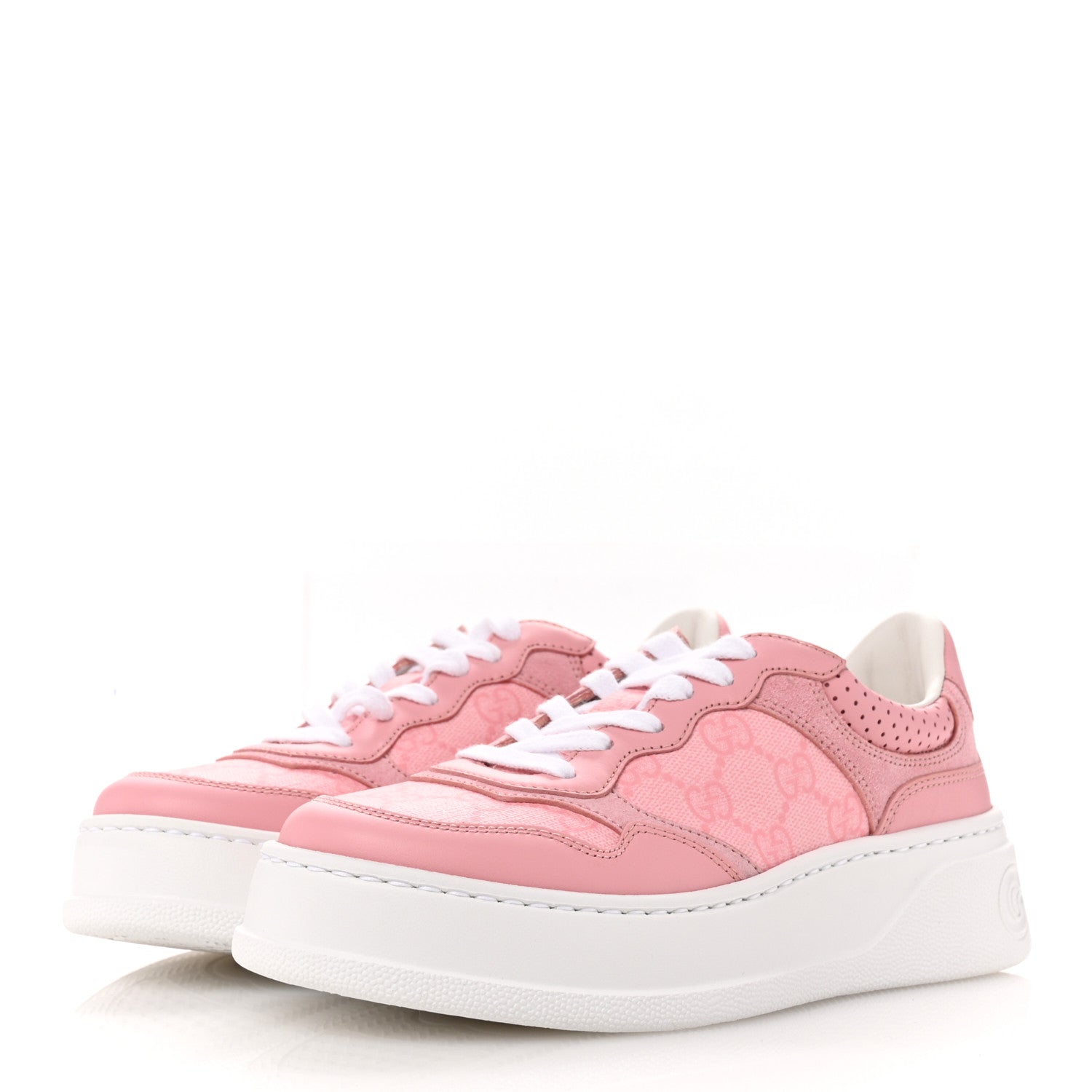 Gucci Calfskin GG Supreme Monogram Womens Platform 55mm Sneakers 35.5 Pink 4 of 9