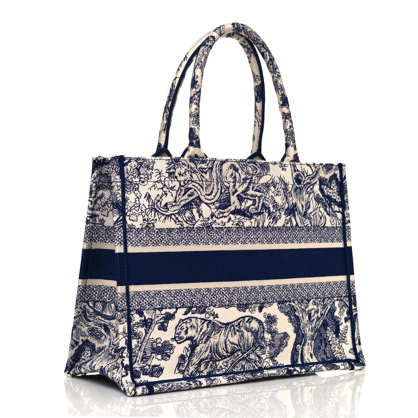 Canvas Embroidered Medium Dioriviera Toile De Jouy Book Tote Blue