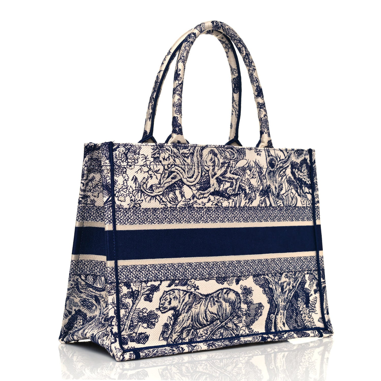 Christian Dior Canvas Embroidered Medium Dioriviera Toile De Jouy Book Tote Blue 3 of 12
