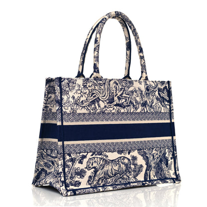 Christian Dior Canvas Embroidered Medium Dioriviera Toile De Jouy Book Tote Blue 3 of 12