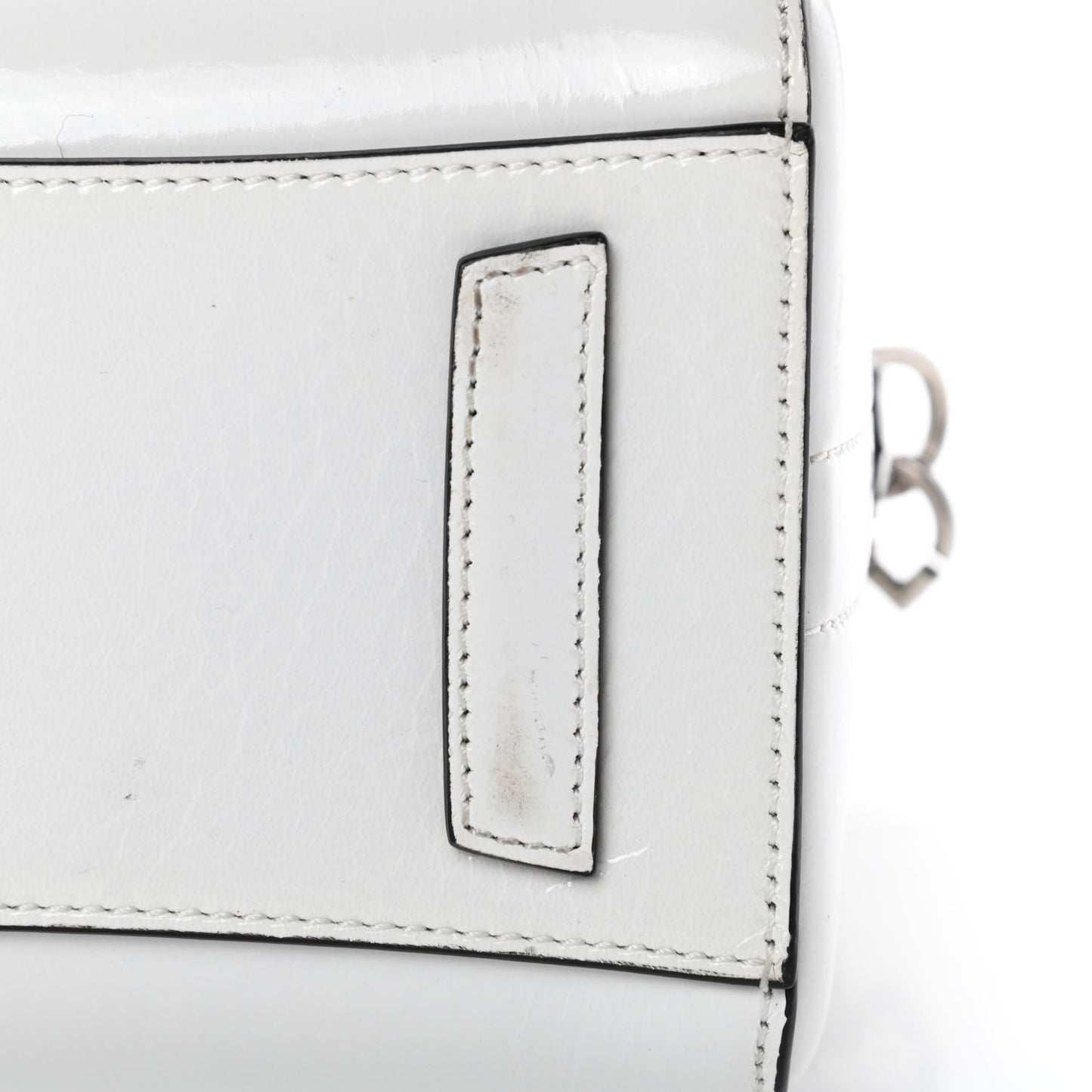 Crinkled Patent Calfskin Mini Antigona White