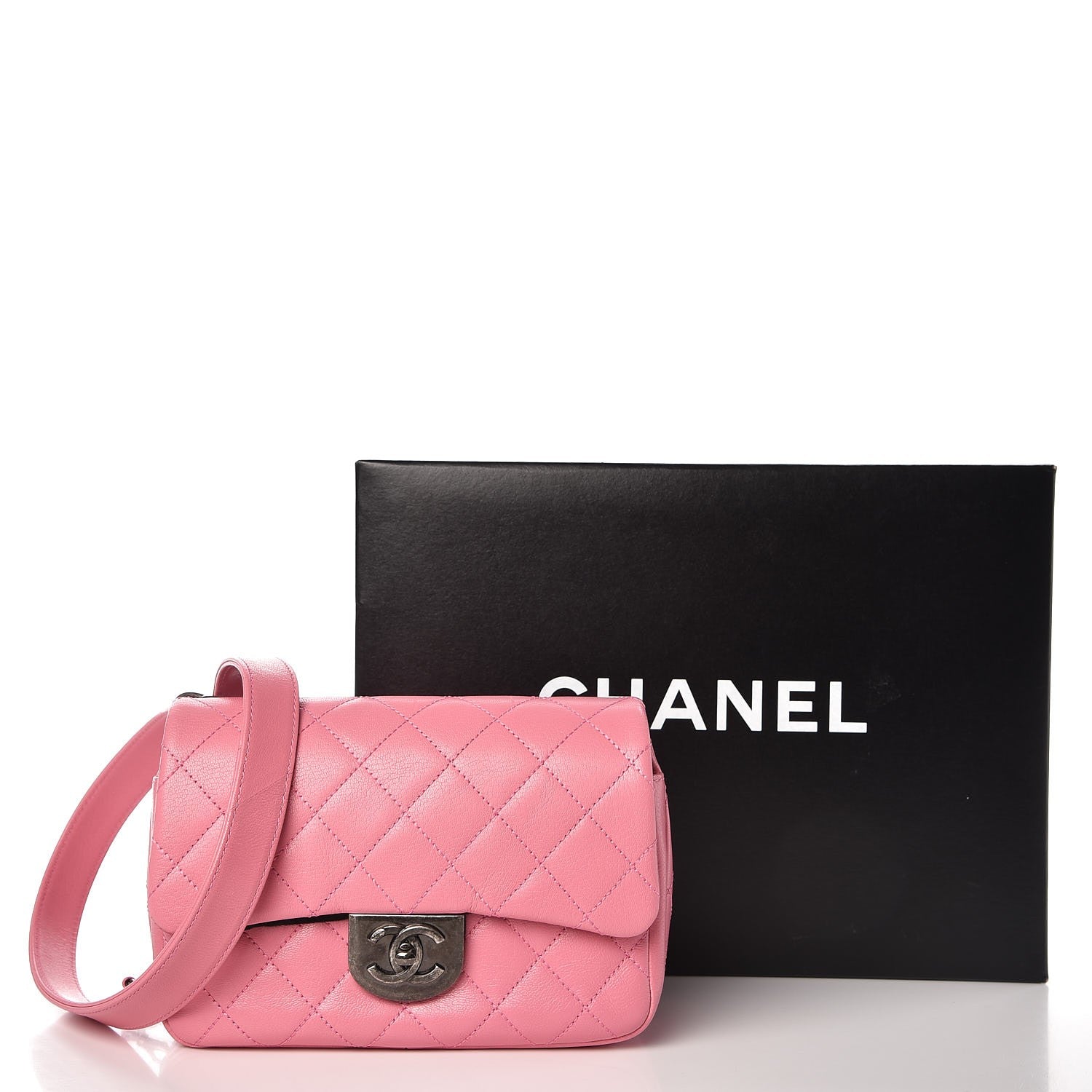 Chanel Shiny Goatskin Quilted Small Double Carry Waist Chain Flap Pink 12 of 12
