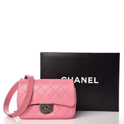 Chanel Shiny Goatskin Quilted Small Double Carry Waist Chain Flap Pink 12 of 12