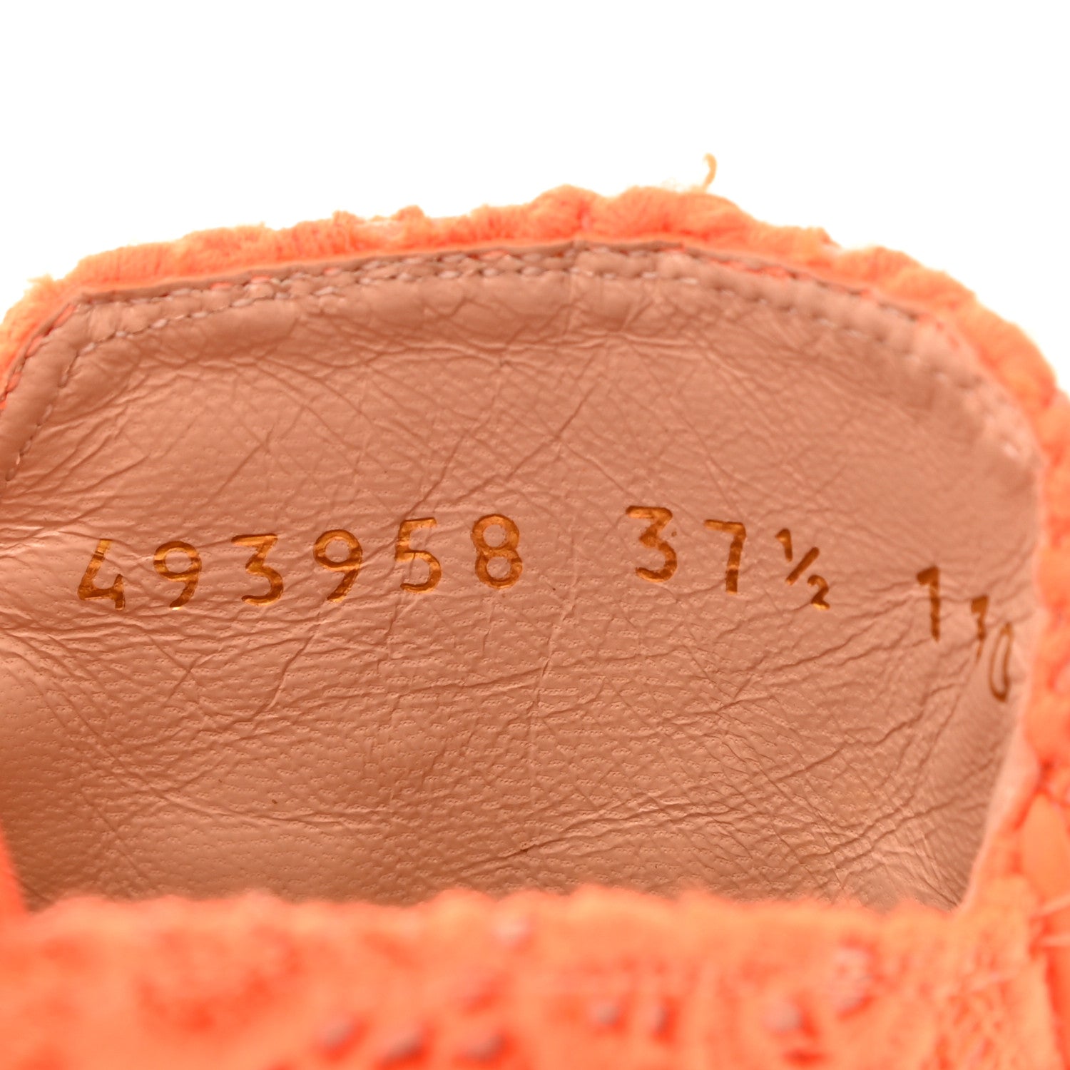 Gucci Lace Malaga Kid Womens Princetown Slippers 37.5 Orange Fluo Skin Rose 8 of 10