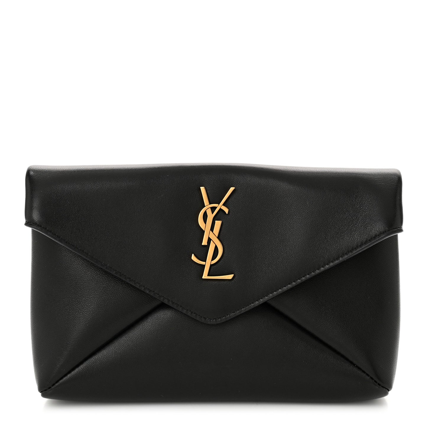 Lambskin Small Cassandre Envelope Pouch Black