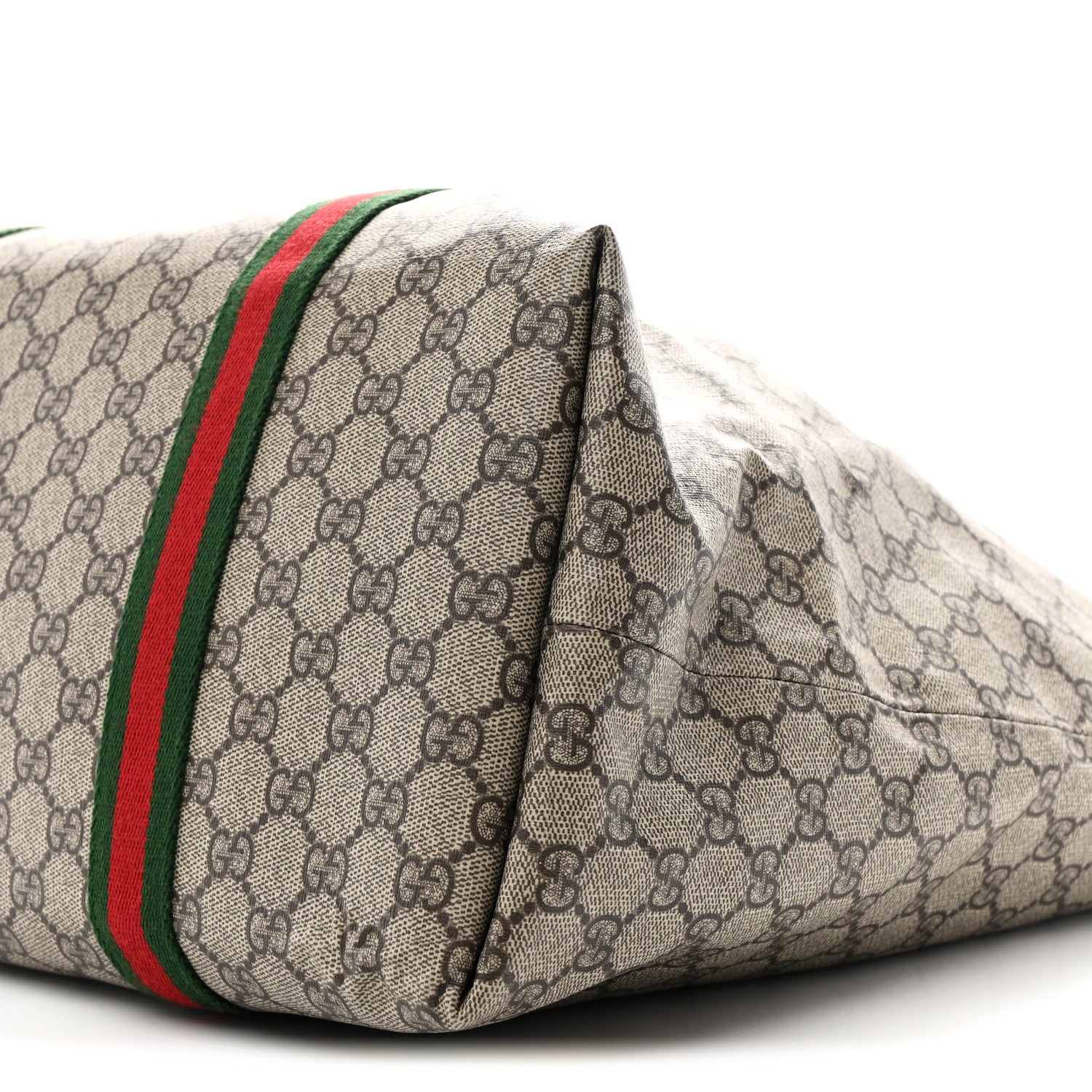 Gucci Tender GG Supreme Monogram Textured Dollar Calfskin Web Tote Beige Ebony New Acero 9 of 9