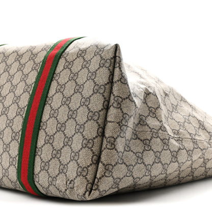 Gucci Tender GG Supreme Monogram Textured Dollar Calfskin Web Tote Beige Ebony New Acero 9 of 9